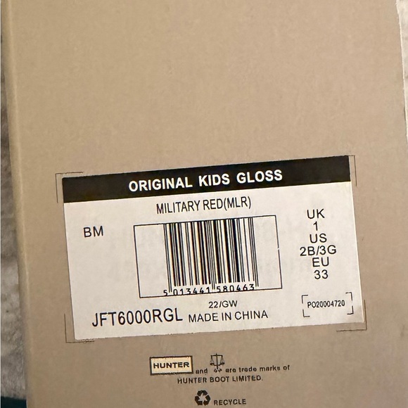 Hunter Glossy Red Rain Boots Preloved in Excellent Condition Girls Size 2 - Picture 7 of 8